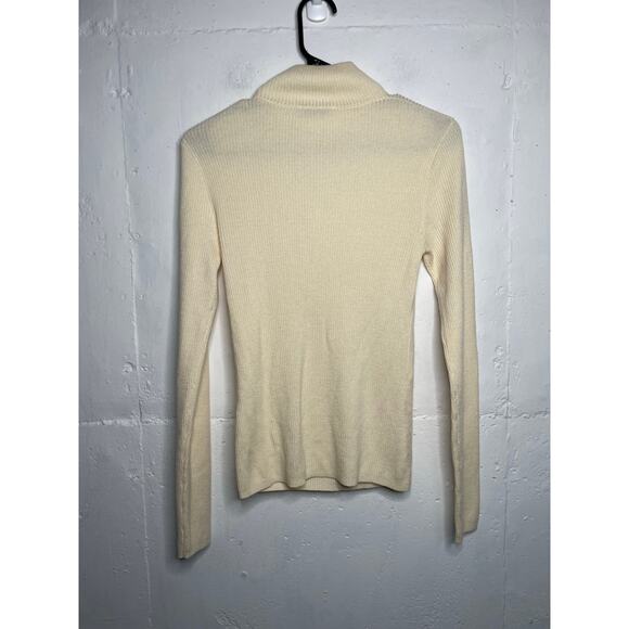 AYR Extra Fine Merino Wool Blend Turtle Neck Sweater Cream Size Large - Picture 5 of 5